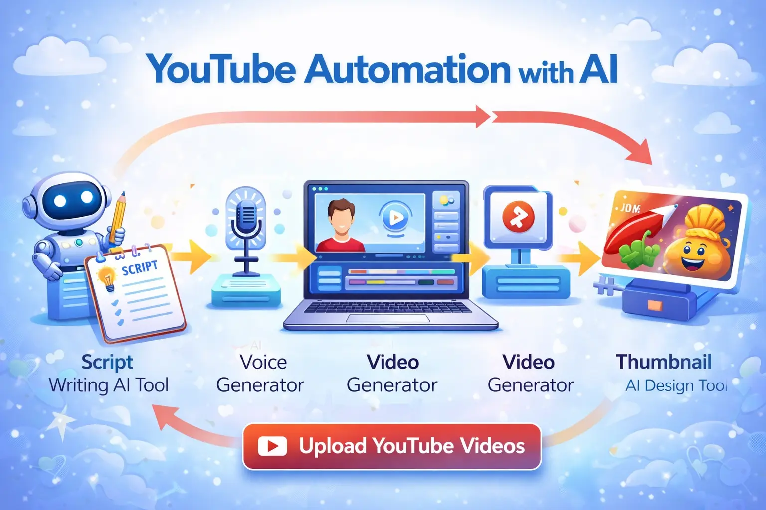 YouTube automation workflow using AI tools